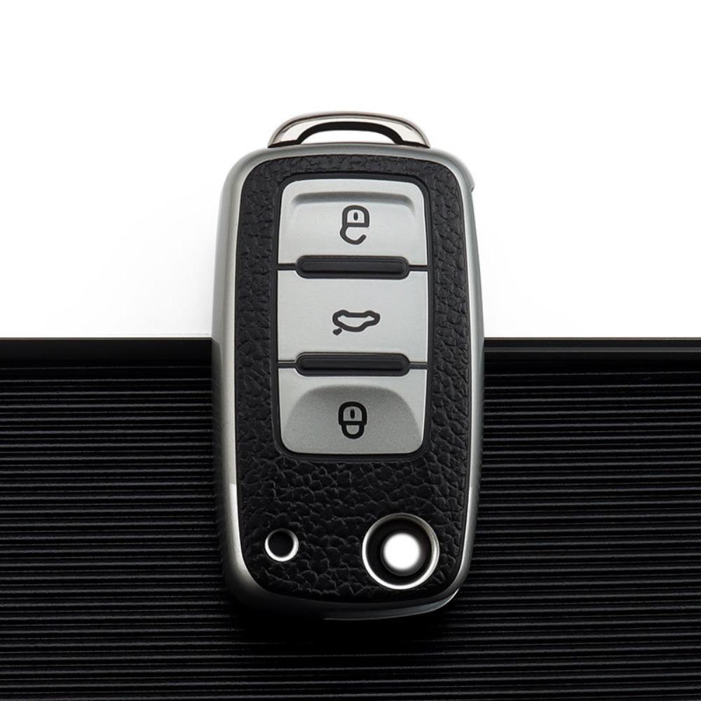 VW Car Key Cover for Polo Golf Jetta Passat Tiguan Santana Leather Key Case Protector