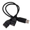 Dual USB Female Expansion Cable with USB A2.0 Male Connector Charging Data Cable for Simultaneous Charging