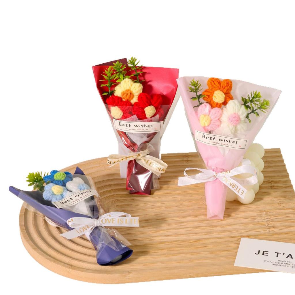 Handmade Knitted Yarn Flower Bouquet - Perfect for Classmates & Party Favors