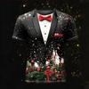 Maglietta natalizia da uomo stampata in 3D casual a maniche corte street fashion girocollo pullover maglietta sportiva oversize da uomo