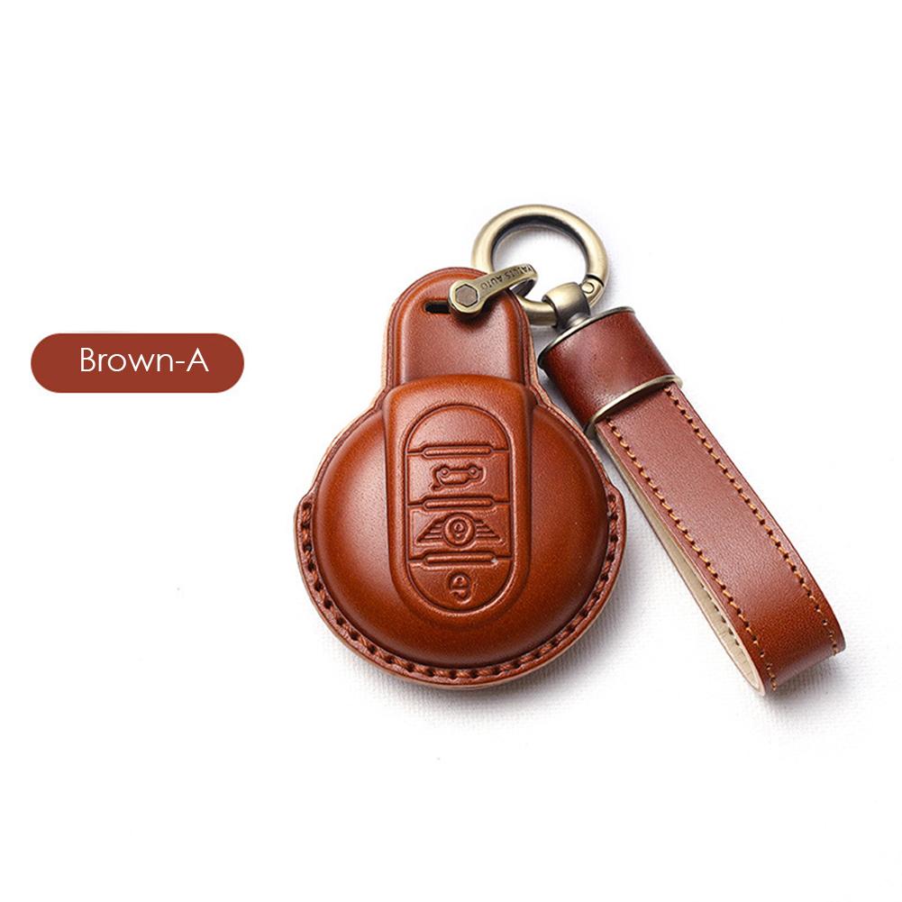 Leather Car Key Case Cover for BMW MINI COOPER S ONE JCW F54 F55 F56 F57 F60 CLUBMAN COUNTRYMAN Remote Fob Holder Shell Keychain