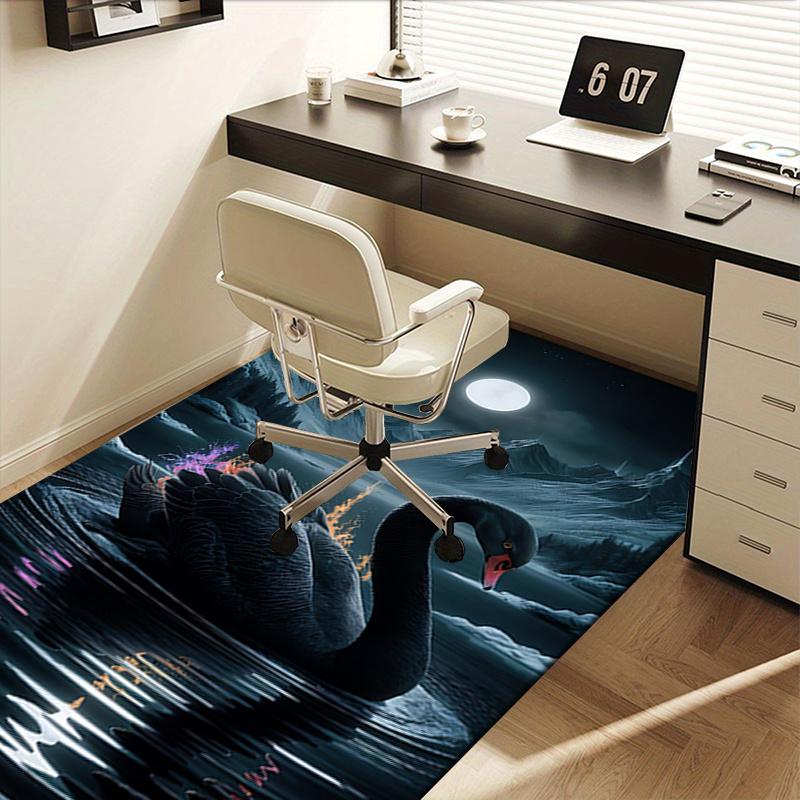 Black Swan Chair Mat: Office Carpet for Comfortable Seating, Perfect Gift for Home Decor and Various Rooms