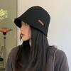 Women's Soft Fabric Bucket Hat with Irregular Brim and Decorative Label