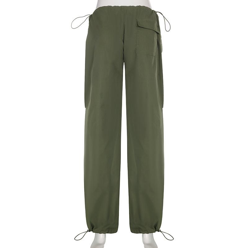 Women Casual Baggy Wide Leg Sweatpants Fashion Vintage Chic Solid Drawstring Trousers Y2K Loose Streetwear Joggers Cargo Pants