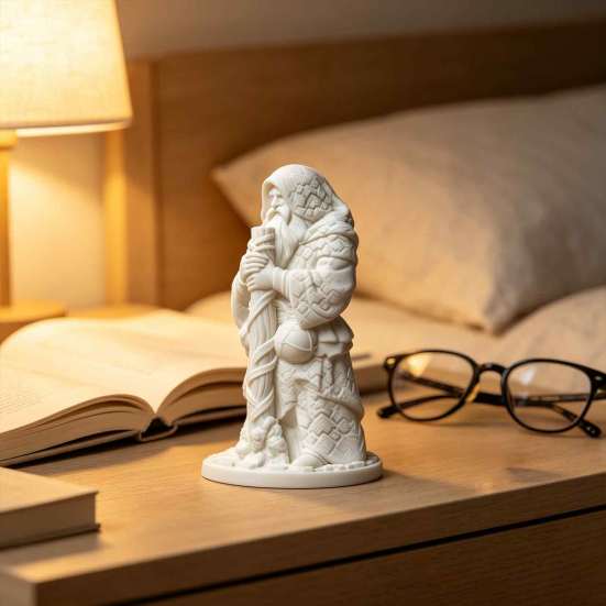 Creative Hobby Craft Kits 3D Printed Beggar Monk Figurine, DIY Unpainted White Statue, Vintage Old Man Figurine Wandering Elder Sculpture, Home