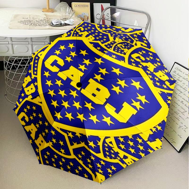 1 Stück Boca Fußballverein Bedruckter Regenschirm Faltregenschirm, Automatischer Regenschirm 8-Rippen für Reisen, Camping Fan Geschenke Weihnachtsgeschenke