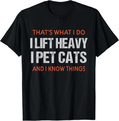 Lustiges Fitness-Workout Gewichtheben Katze Tier-Thema Spruch T-Shirt