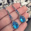 1 Pair Women Drop Earrings Blue Cubic Zirconia Water Drop Hanging Earrings