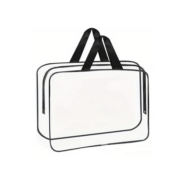 Clear PVC Toy Storage Bags Transparent Toiletries Organizer Portable Handheld Zipper Bags for Board Game Building Blocks Puzzle