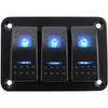 12V 24V DC Rocker Switch Panel with Blue LED Light 2 3 4 5 6 8 Position for Car Boat RV Applications with IP65 Waterproof