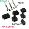 10Set Molex 3.0mm Plug-in Male Female Housing Terminals Connector   2*1/2/3/4/5/6/7/8/9/10/11/12P MX3.0mm Double Row Connector