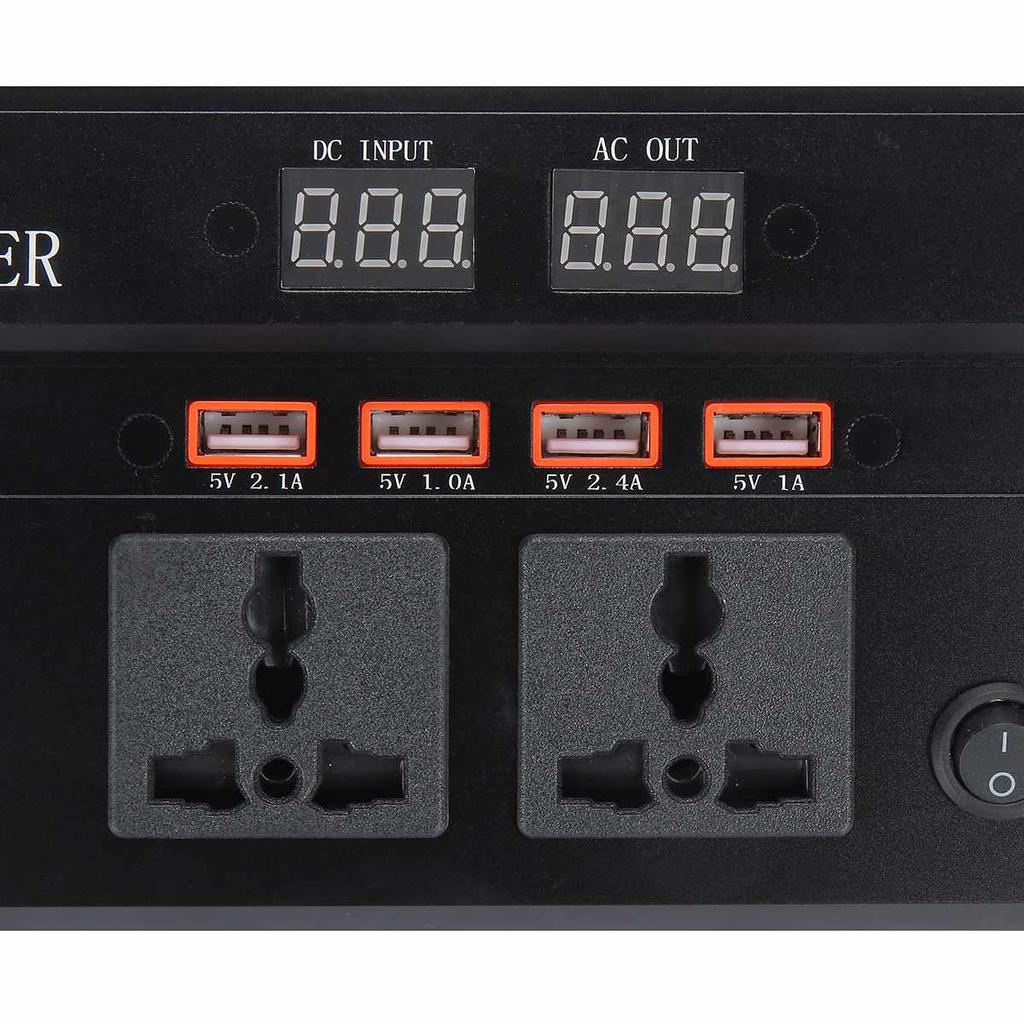 2000W Car Inverter 12V 24V To 220V Solar Home Power Converter With Digital Display Solar Auto Accessories