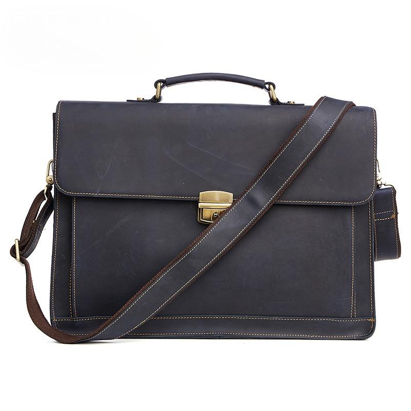 Tote Mad Horse Leather Crossbody Bag Men's Carrying Briefcase Men's Bag Business Vintage Genuine Leather Men's Bag