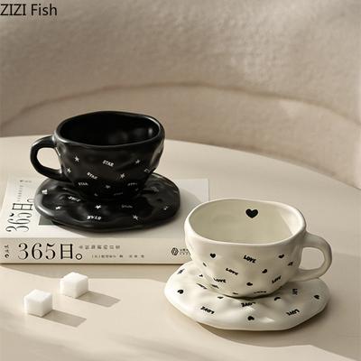 Light Luxury Water Cup Office Ceramic Mug Teacup Afternoon Tea Latte Coffee Cup Creative Home Breakfast Milk Cup Drinking Set