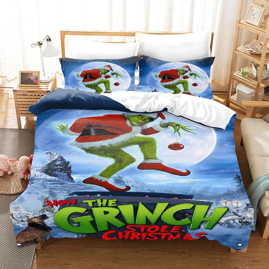 3d Three-piece Set European and American Size Santa Claus Quilt Cover Home Textiles