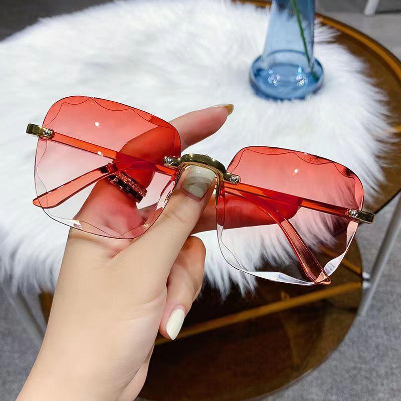 Frameless Square Women's Sunglasses Fashion Gradient Lens Sunglasses Sunshade Mirrors Women's Retro Sunglasses