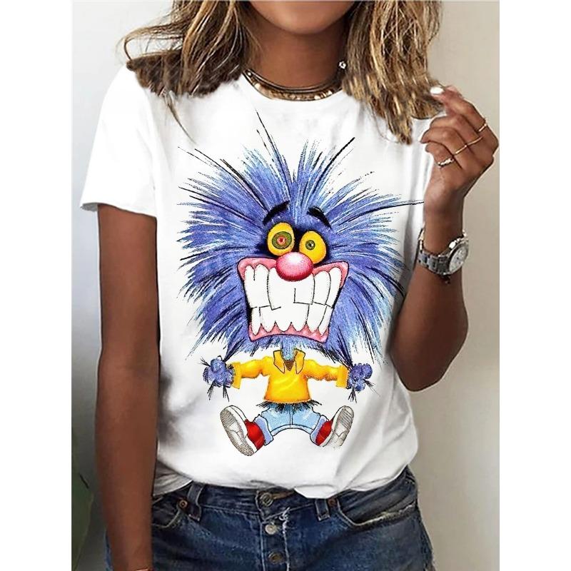 3D Printing Printing Processing for Summer Women's Round Neck T-shirt for Women T-Shirts Women’s