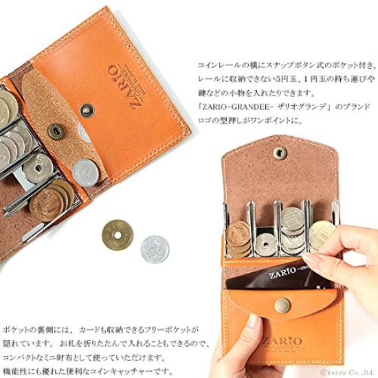 Porte-monnaie en cuir véritable Tochigi, fabriqué au Japon x [ZARIO-GRANDEE] ZARIO-GRANDEE - Homme Femme [ZAG-0028] (Orange Marine)