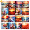CHENISTORY Coloring By Number Sunset Scenery For Adults DIY Picture By Numbers Seascape Flower Drawing On Canvas Home Decor Gift