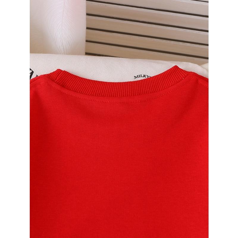 European sizes Girls' Crewneck Sweatshirt Cute Dog Sitting Happy Expression, Spring And Autumn, Sportswear And Casual, Soft, for Kids & Teens.