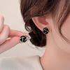 Retro black Xiaoxiangfeng stud earrings women's fashion elegance temperament high-end earrings bow love versatile earrings