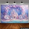 2D flat ocean-themed party banner background dreamy underwater castle theme suitable for indoor or outdoor use