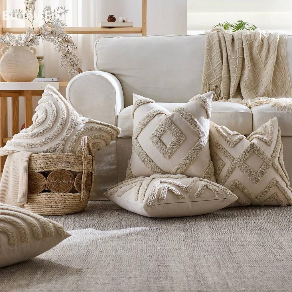 Boho Chic Woven Abstract Cushion Cover Tufted Soft Luxury Decorative Throw Pillowcases For Sofa Bed Living Room Aesthetic
