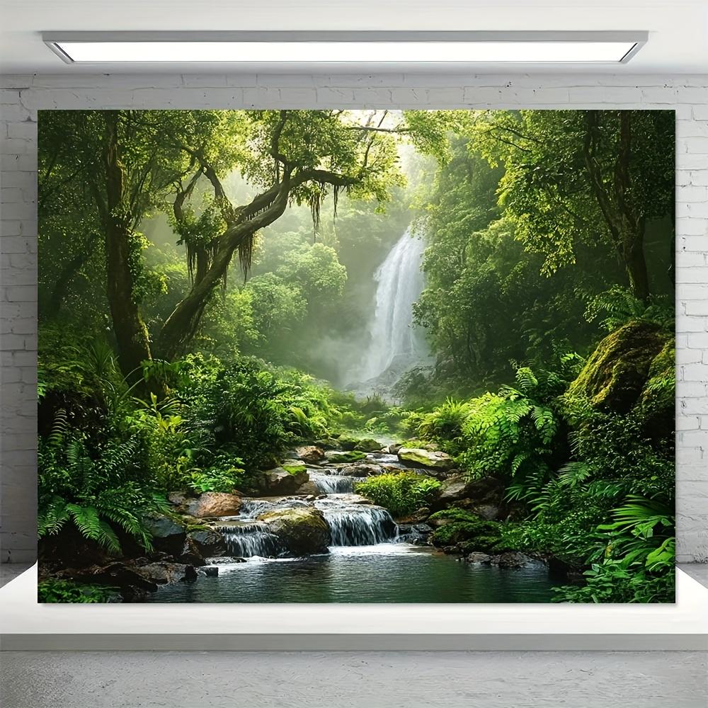 1 Piece, Large Green Forest Decorative Backdrop, Suitable for Spring Decoration, Made of Durable Polyester Fiber
