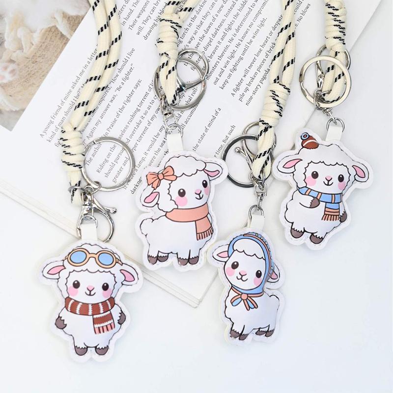 1Pcs Cute Cartoon Sheep Keychain Adorable Design Durable Lanyard Perfect For Bag Decor Kids Birthday Gifts Daily Use