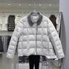 Women's Chic Lightweight Short Down Jacket - 2026 Winter Fashion, White Duck Down, Coco Style Lapel Design