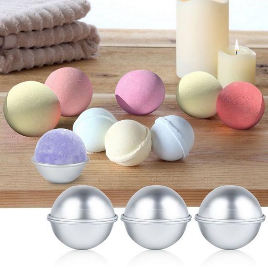 2Pcs 4.5/5.5/6.5cm 3D Aluminum Alloy Homemade Round Sphere DIY Bath Bomb Mold