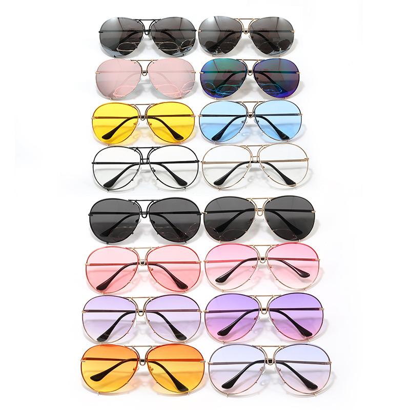 New Classic Pilot Oversized Men Sunglasses Vintage Metal Sun Glasses Women Mirror Gradient Colors Driving Male Shades UV400