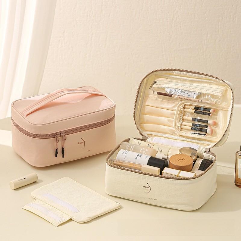 Makeup Bag With Waterproof Nylon Travel Organizer For Cosmetics And Toiletries