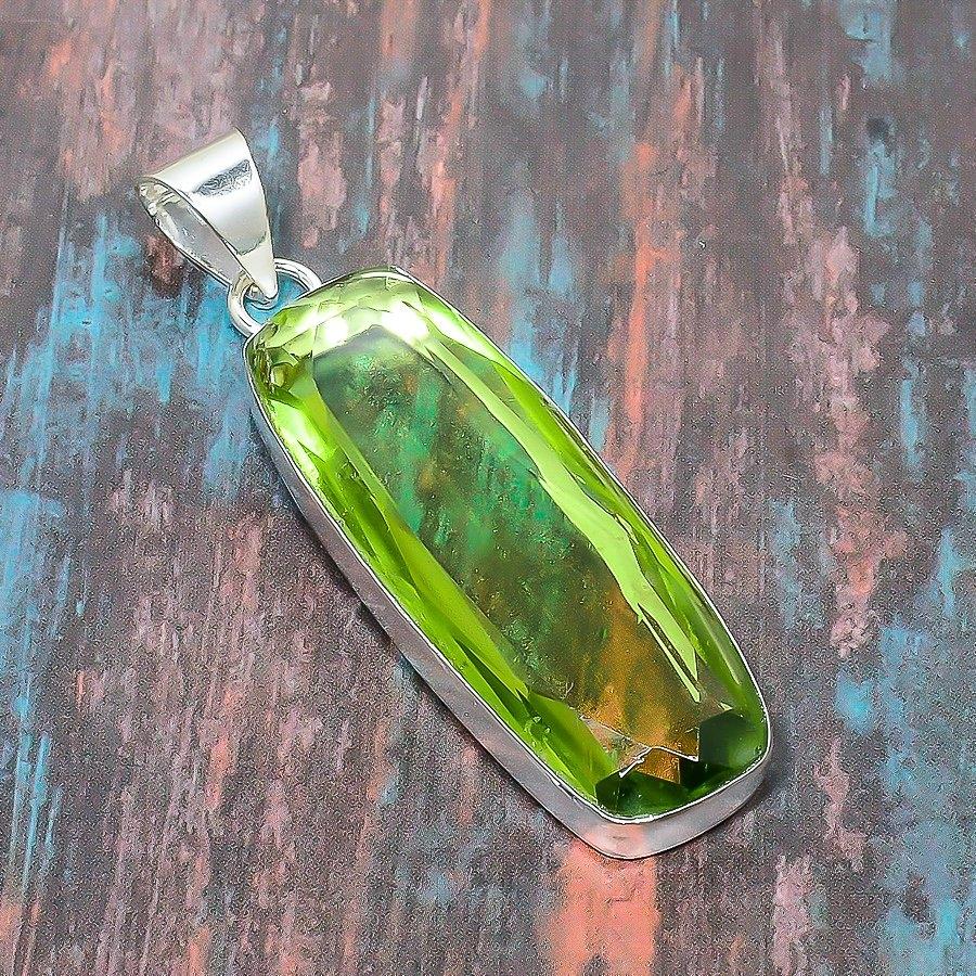 Peridot Gemstone Handmade 925 Sterling Silver Jewelry Pendant For Women