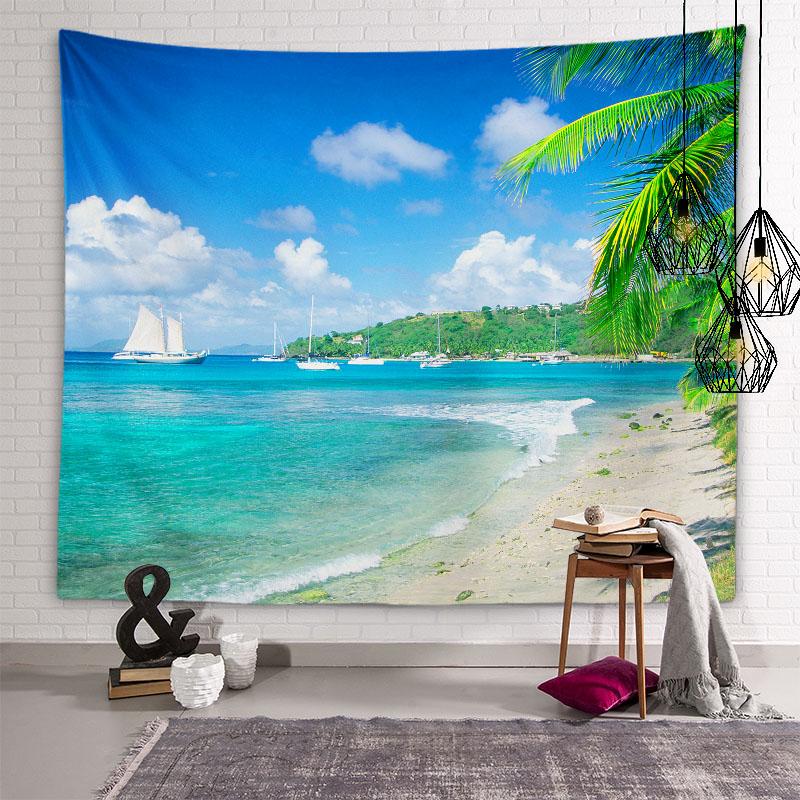 Nature Beach Scenery Art Tapestry Turtle Tapestry Wall Hanging Decor Backdrop Cloth Living Room Bedroom Home Decor Tapestries