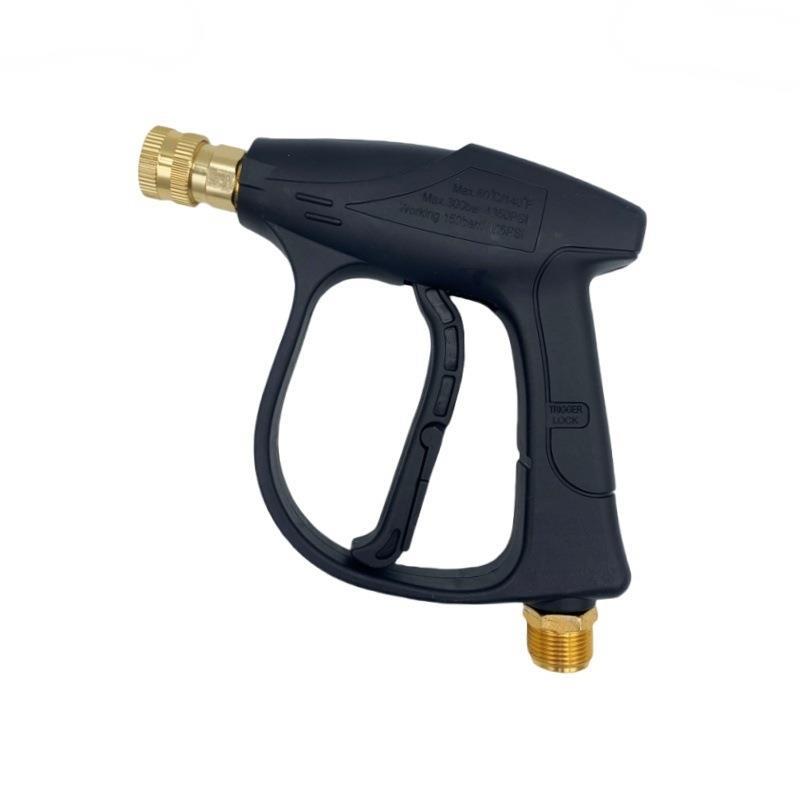Short Handle High Pressure Washer Gun Single Water Gun Aluminum Alloy with 5 Nozzles & Karcher Adapter for Car Washing Garden