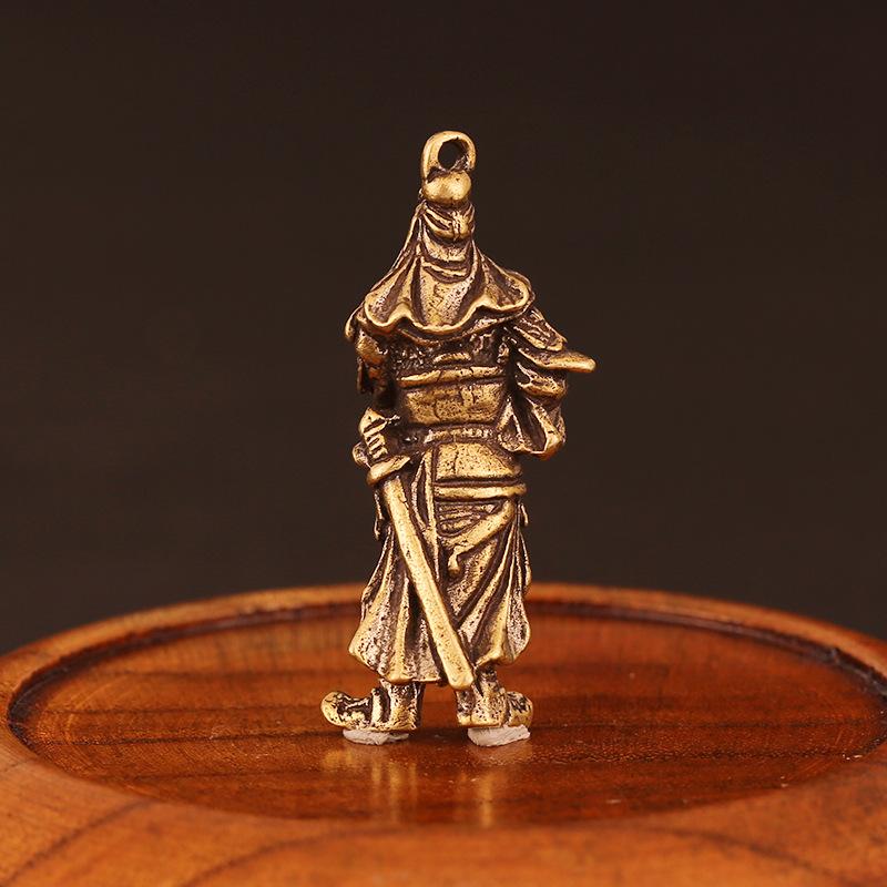 Vivid Guan Gong Ornament Handmade Chinese Style Copper Statue Convenient