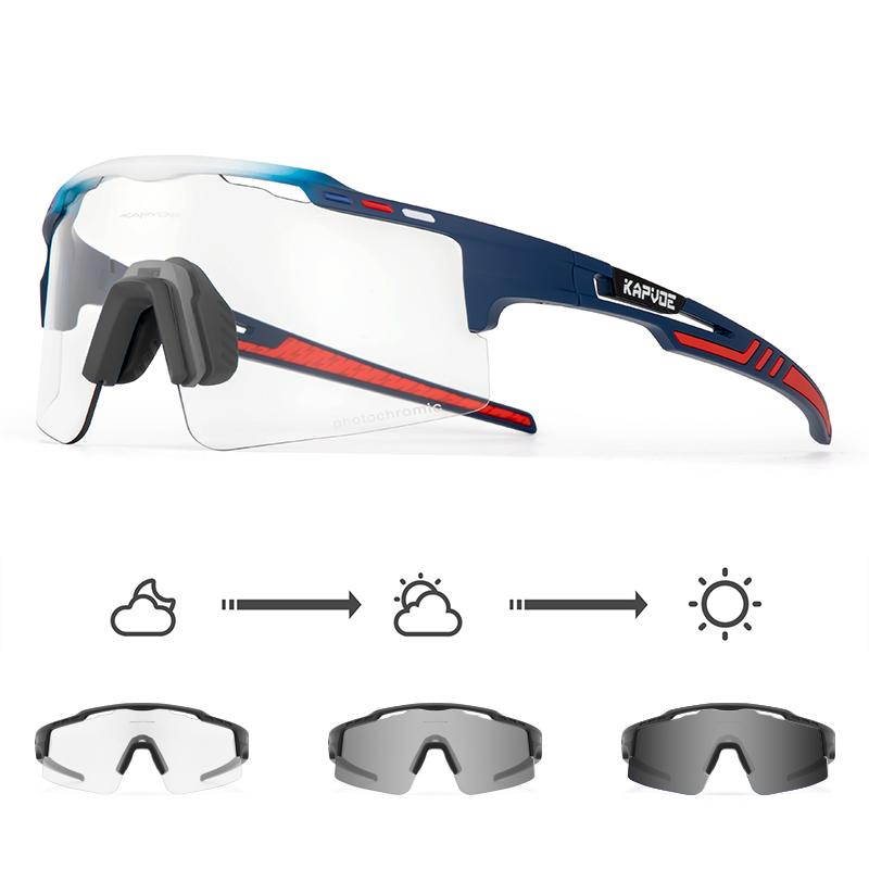 KAPVOE Photochromic Sunglasses Cycling Glasses for Men Women Cycle Eyewear Goggle Sports Speed Road MTB Mountain Bike Bicycle