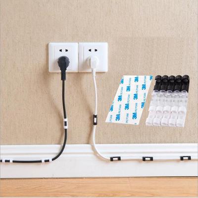 20 unidades/pacote auto-adesivo fio organizador linha cabo clipe fivela clipes de plástico laços fixador fixador