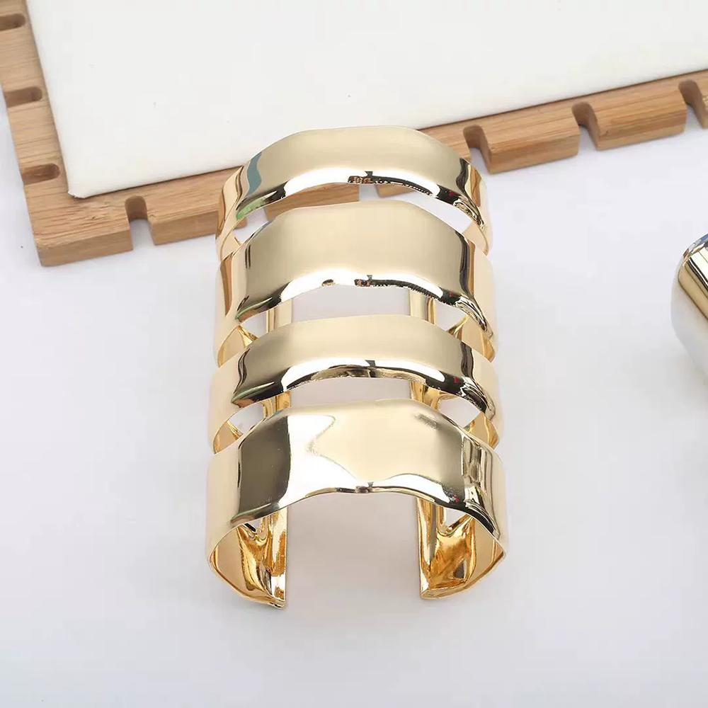 Fashion Exaggeration Smooth Bracelet Simple Extra Long Hollow-Out Open Adjustable Extra Wide Bracelet Women Jewelry Accessories