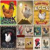 Vintage Chicken Metal Poster Tin Sign Rooster Hen Retro Plaque Plate Farmhouse Farm Wall Decor Retro Metal Poster Plaque