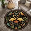 Doppelkrähe Barockteppich Schwarz und Gold Gotischer Runder Teppich Dunkles Viktorianisches Dekoratives Design Teppich Heimdekorations Teppich