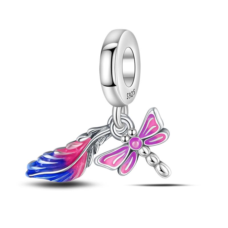 Purple Color Charm Bead Charms Bead Charms Genuine Copper Cute Owl Butterfly Flower Pendants Compatible With Authentic Accessories Bracelets Do It You