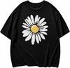 Daisy Flower Graphic Black T-shirt