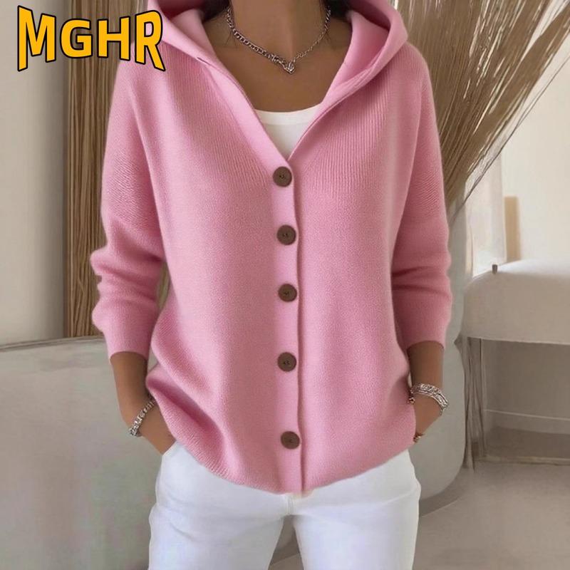 MGHR Women's Fashion Casual Solid Color Print Autumn Winter Long Sleeve Hoodie