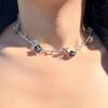 French Retro Black Camellia Rose Choker Necklace for Women