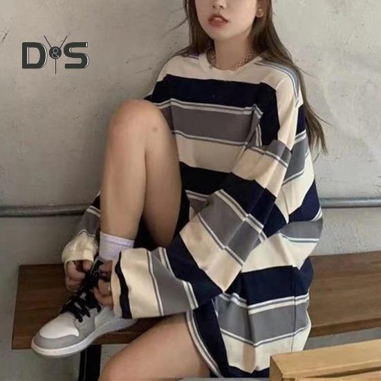 Striped Thin Pullover Sweatshirt Soft Stretchy And Stylish Loose Fit Women's Top for Maximum Comfort