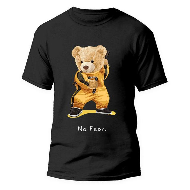 2023 Creative Teddy Robot Print Tshirt Cool Robotic Graphic Streetwear Women Men Casual Oversized Tee Hip Hop Grunge Tee Custom