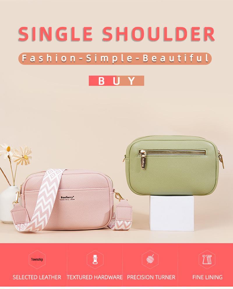Women's Large Capacity Crossbody Bag - Lychee Pattern, Solid Color, Versatile Mini Phone Bag