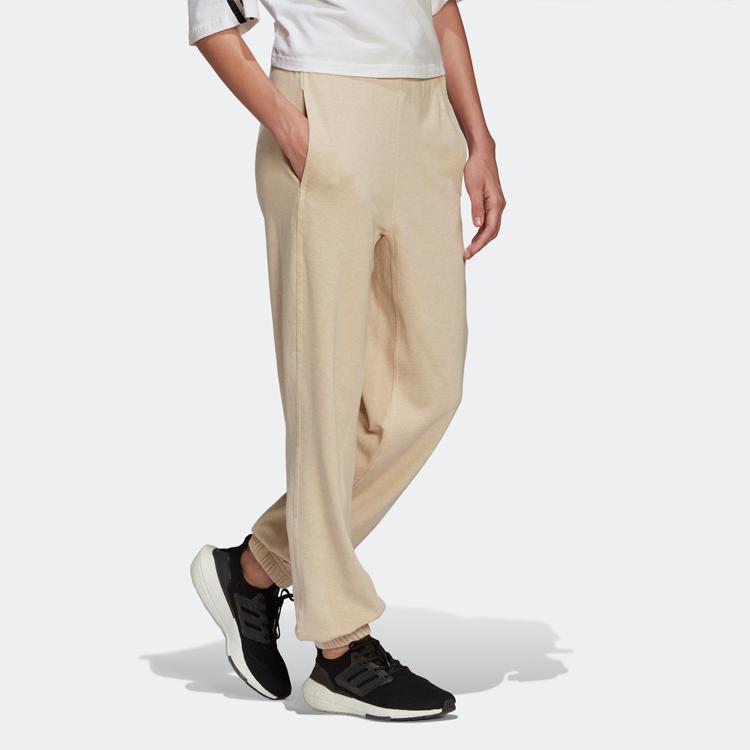 adidas Solid Logo Cuffed Sports Pants Women Pants Light-Khaki HE3090